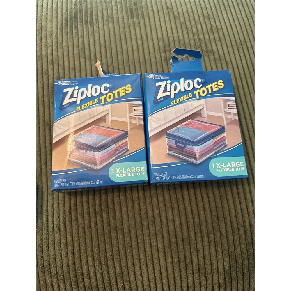 2 Ziploc XL X-Large Flexible Storage Tote 10 Gallon Clear Plastic New